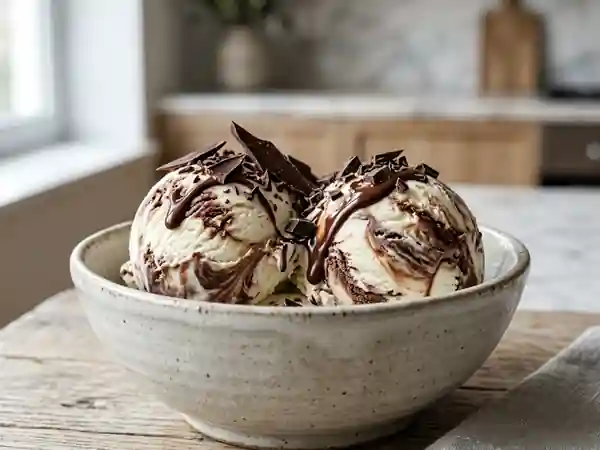 Glace crémeuse mascarpone et marbré chocolat - Photo de présentation