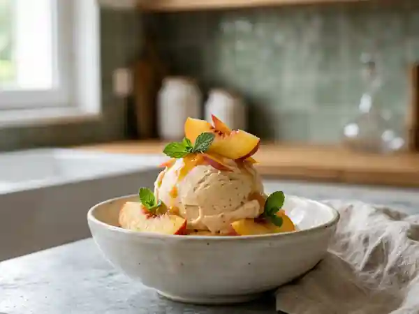 Glace Fondante à la Pêche et Crème Fraîche - Photo de présentation