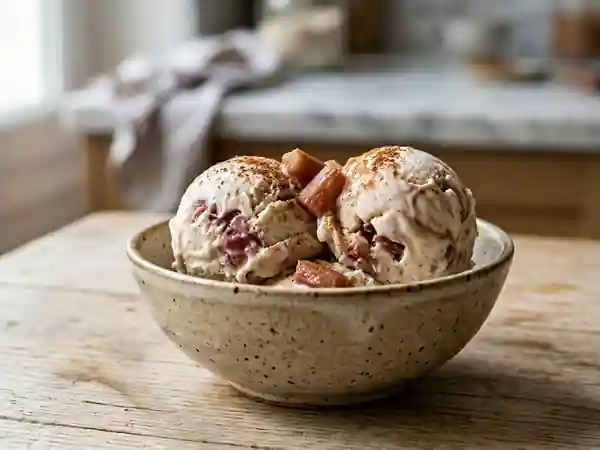 Glace maison à la rhubarbe et à la cannelle : douceur acidulée et parfumée - Photo de présentation
