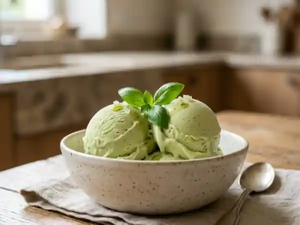 Glace onctueuse au basilic frais - Photo de présentation