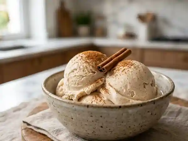 Glace maison au lait parfumée à la cannelle - Photo de présentation