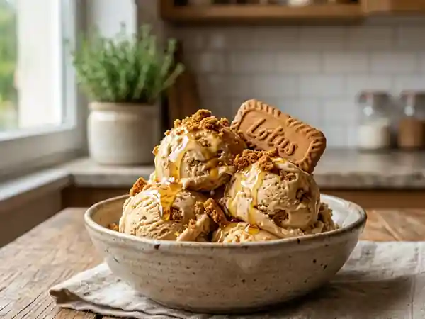 Crème glacée onctueuse spéculoos et miel - Photo de présentation