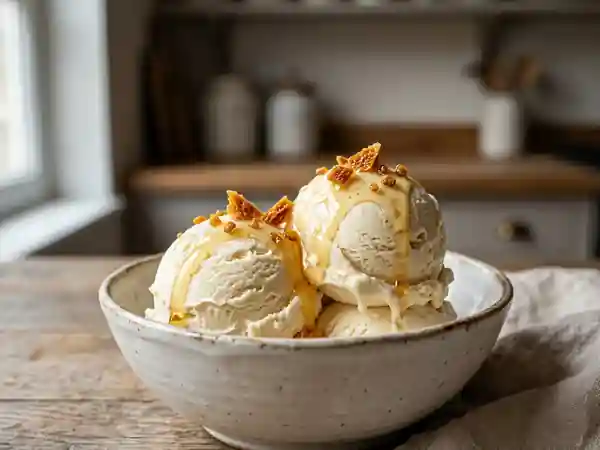 Glace onctueuse au miel et lait naturel - Photo de présentation