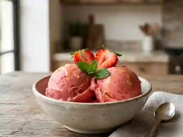 Glace fraise et banane au miel - Photo de présentation