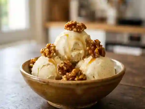 Glace Vanille Onctueuse et Noix Croquantes - Photo de présentation