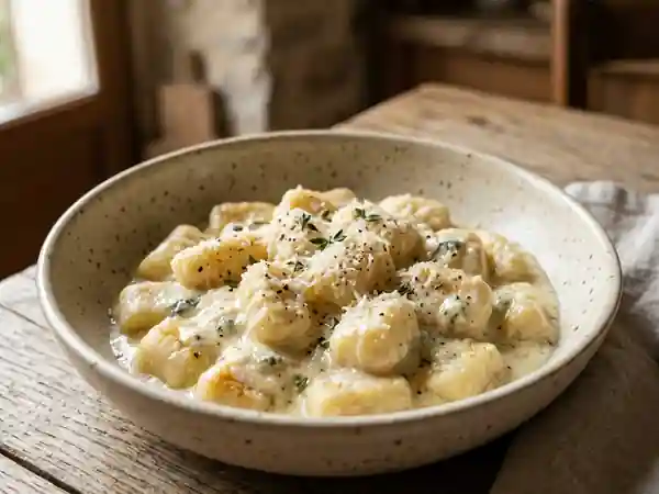 Gnocchis fondants au gorgonzola et parmesan - Photo de présentation