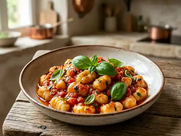 Gnocchis maison au coulis de tomate frais et basilic - Photo de présentation