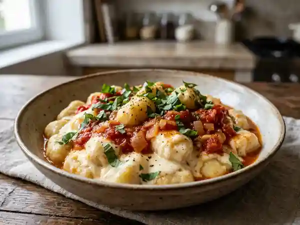 Gnocchis fondants au fromage blanc et tomate - Photo de présentation