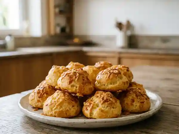 Gougères dorées au fromage fondant - Photo de présentation
