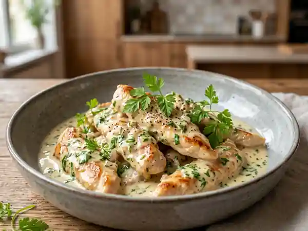 Goujonnettes de dinde crèmeuse au cerfeuil - Photo de présentation