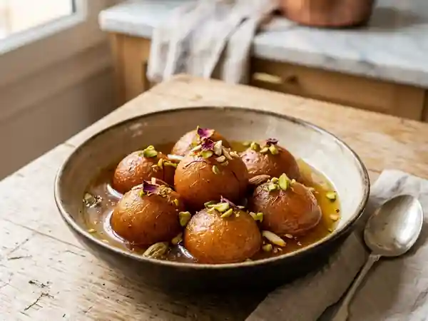 Goulab Jamun : Délicieux gâteaux indiens au sirop de rose - Photo de présentation