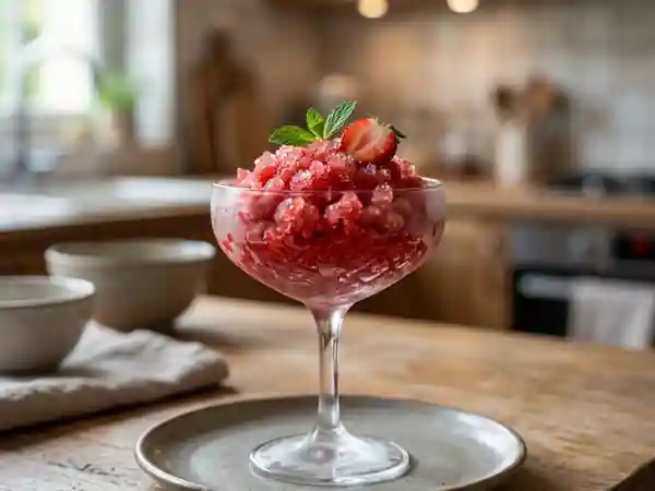 Granité rafraîchissant aux fraises fraîches - Photo de présentation