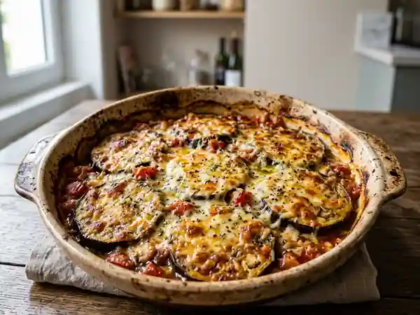 Gratin d'aubergines à la tomate fondant et savoureux - Photo de présentation