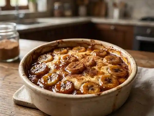Gratin de bananes au rhum fondant et gourmand - Photo de présentation