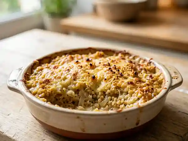 Gratin de boulgour fondant à la crème d'ail - Photo de présentation