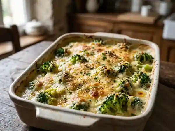 Gratin de brocolis fondant et croûte dorée - Photo de présentation