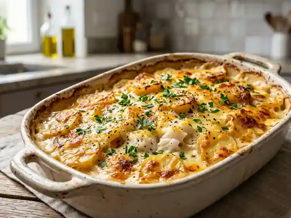 Gratin de cabillaud fondant et doré - Photo de présentation