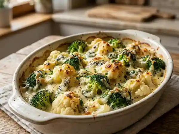 Gratin de chou-fleur et brocoli au bleu crémeux - Photo de présentation