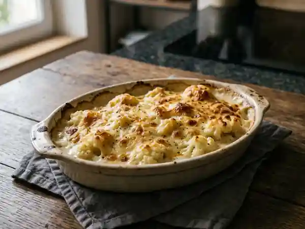 Gratin de chou-fleur léger et savoureux pour une personne - Photo de présentation