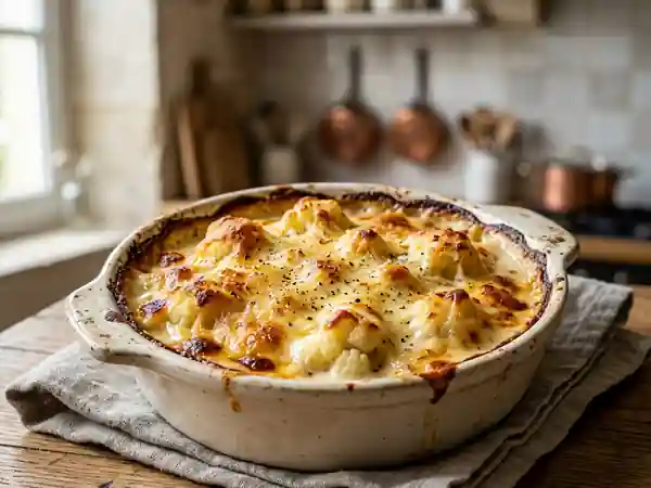 Gratin de chou-fleur fondant et doré - Photo de présentation