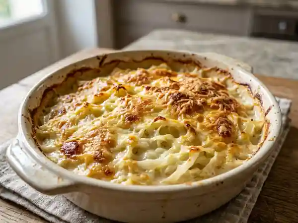 Gratin de chou blanc crémeux et fondant - Photo de présentation