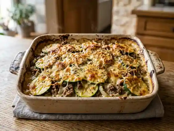 Gratin de courgettes au bœuf fondant - Photo de présentation