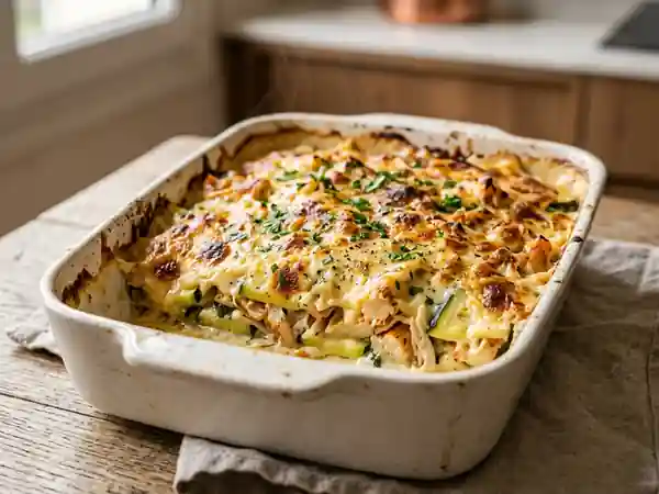 Gratin de courgettes au surimi fondant et savoureux - Photo de présentation