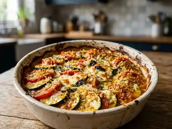 Gratin de courgettes et tomates à l'italienne fondant et savoureux - Photo de présentation