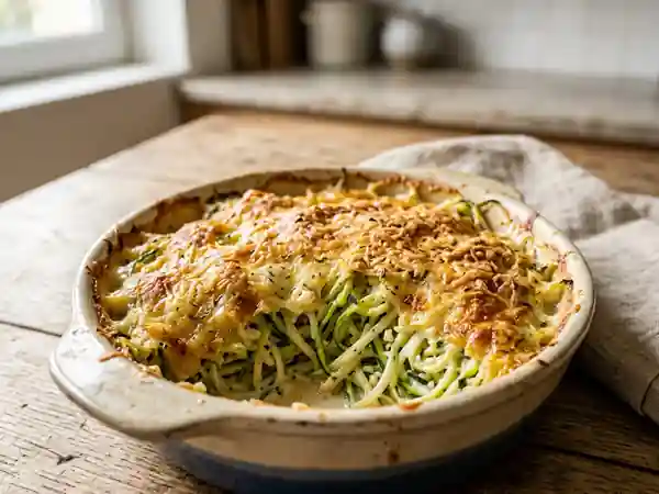 Spaghetti de courgettes crémeux et gratiné - Photo de présentation