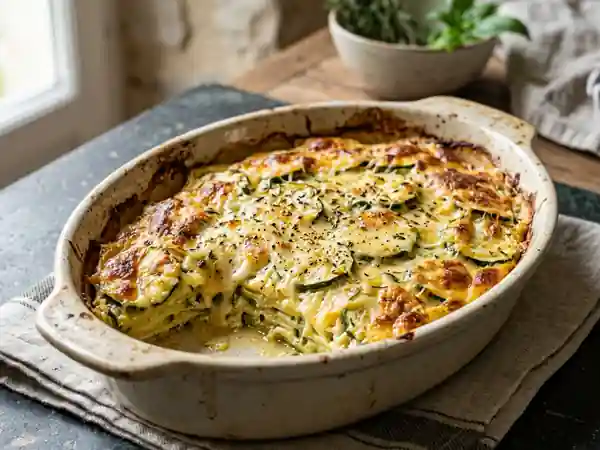 Gratin de courgettes fondant et doré au four - Photo de présentation