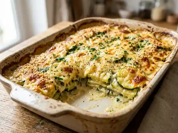 Gratin de courgettes fondantes au fromage gratiné - Photo de présentation