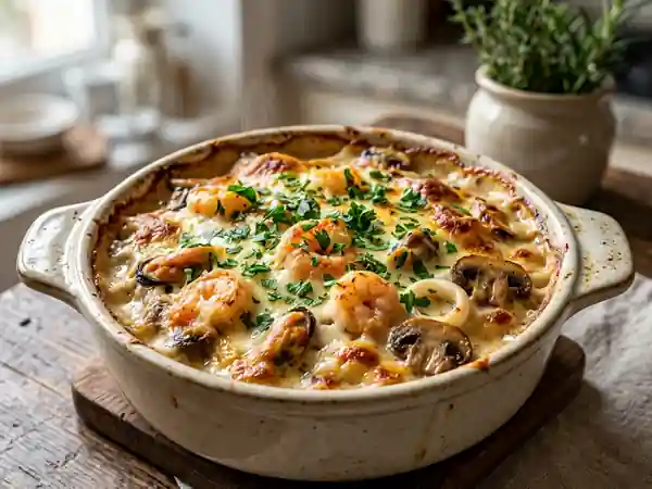 Gratin iodé aux champignons et crème - Photo de présentation