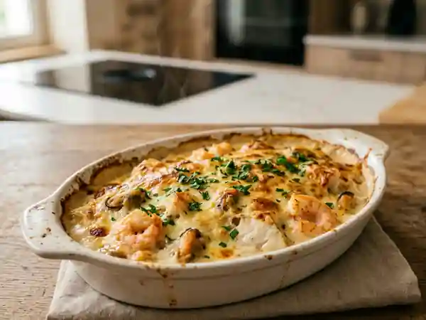Gratin de la mer onctueux et persillé - Photo de présentation