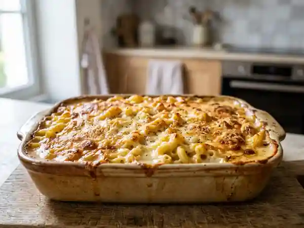 Macaroni fondants au gratin de fromage - Photo de présentation