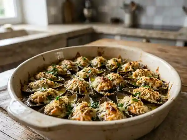 Moules gratinées au Comté et ail persillé - Photo de présentation