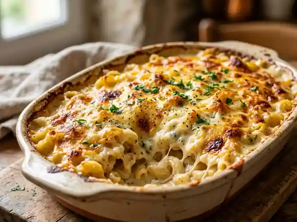 Gratin de pâtes aux 5 fromages crémeux - Photo de présentation