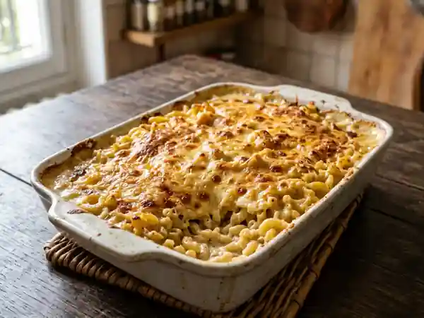 Pâtes crémeuses gratinées au gruyère - Photo de présentation