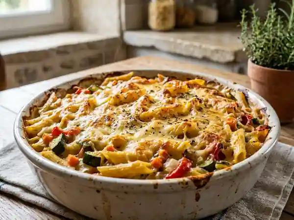 Penne fondantes au four et légumes croquants - Photo de présentation