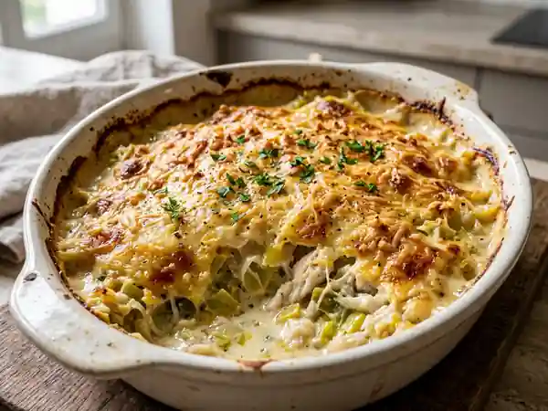 Morue gratinée aux poireaux crémeux - Photo de présentation