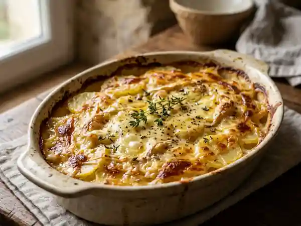 Gratin de pommes de terre au camembert coulant - Photo de présentation