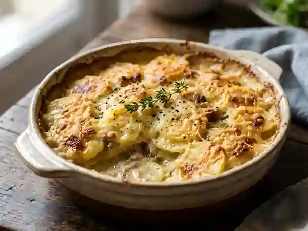 Gratin de pommes de terre aux rillettes fondantes - Photo de présentation