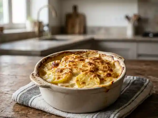 Gratin de pommes de terre crémeux et savoureux pour une personne - Photo de présentation