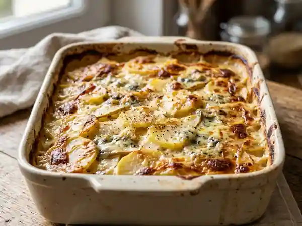 Gratin de pommes de terre et poires au roquefort fondant - Photo de présentation