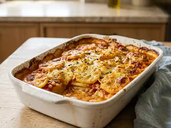 Gratin de pommes de terre à la tomate fondante - Photo de présentation