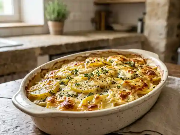 Gratin de pommes de terre fondant au chèvre frais - Photo de présentation