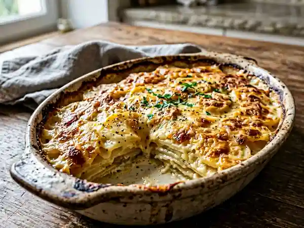 Gratin de pommes de terre fondant et doré - Photo de présentation