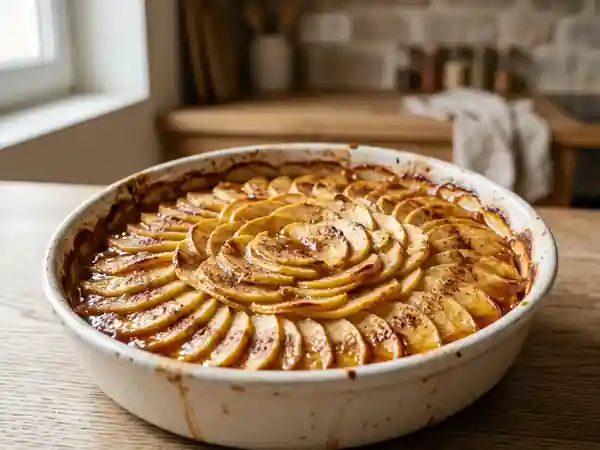 Gratin de pommes fondant et doré au four - Photo de présentation