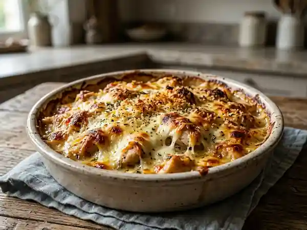 Gratin de poulet fondant à la mozzarella filante - Photo de présentation