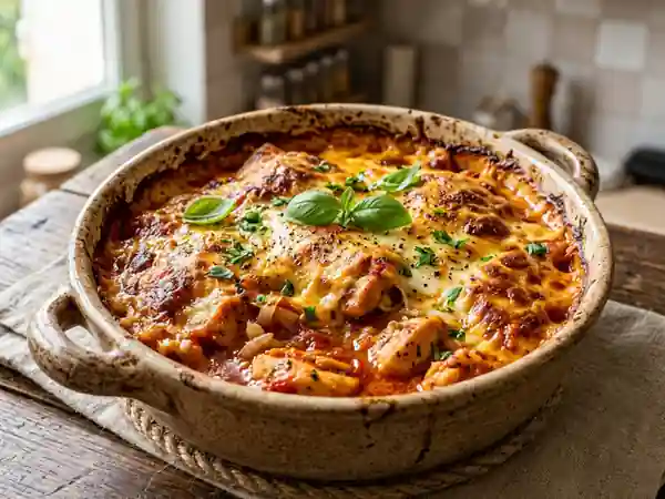 Poulet gratiné fondant au coulis de tomate - Photo de présentation