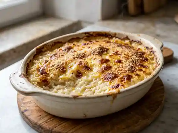 Gratin de riz crémeux à la muscade - Photo de présentation